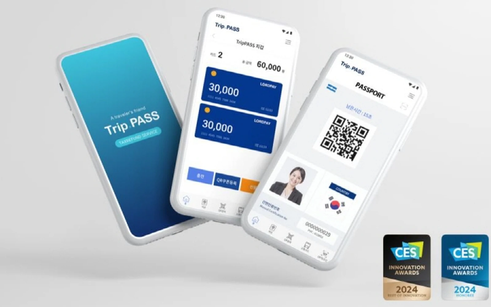 Official Trip PASS mobile app image showing a service used for Korea instant tax refund functions